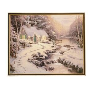 Thomas Kinkade Evening Glow Matted Collectors Print Authenticity Letter‎ Vintage